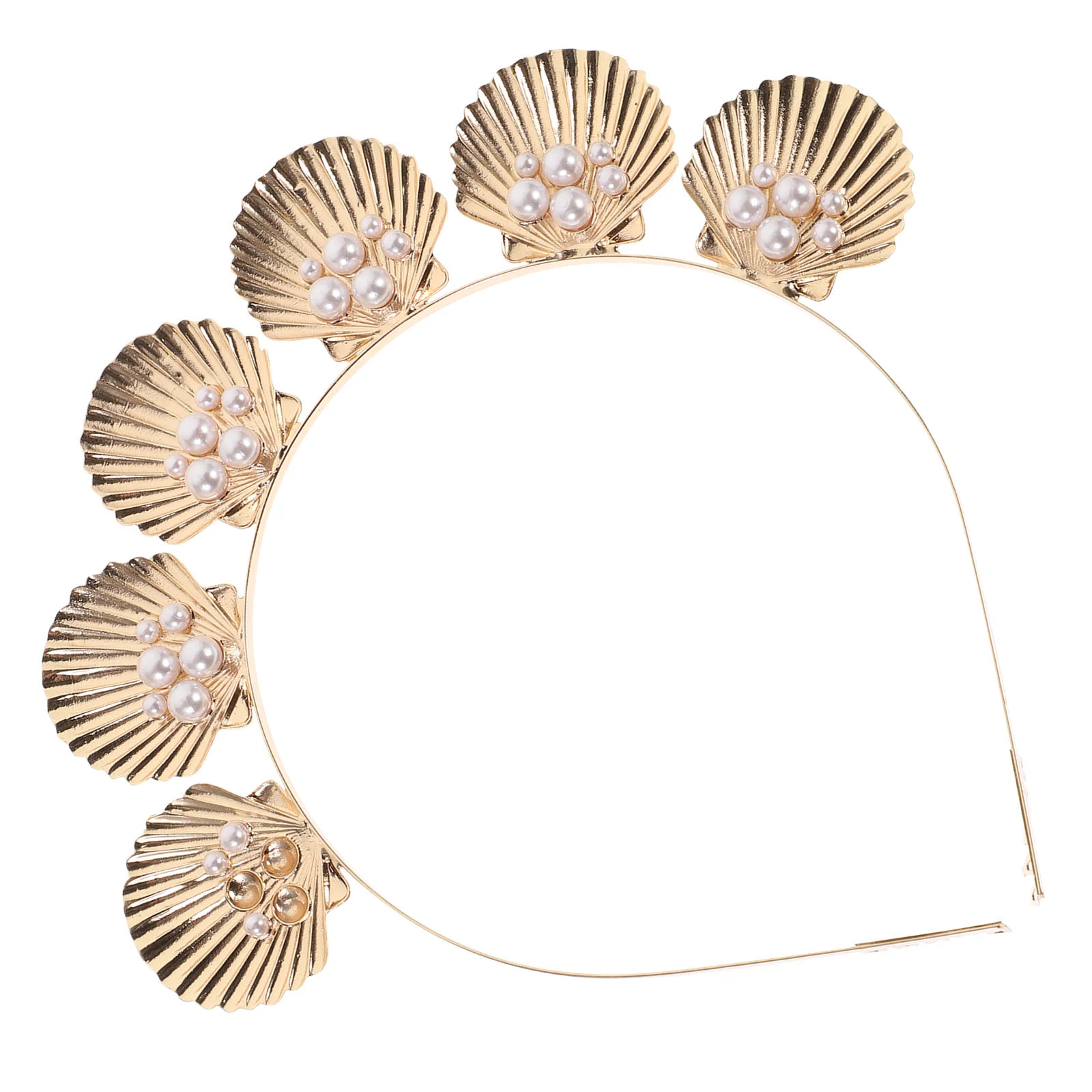 Pearl Head Band Hair Pearls Women Headband Mermaid Seashell Tiara Golden Hairband Seaside