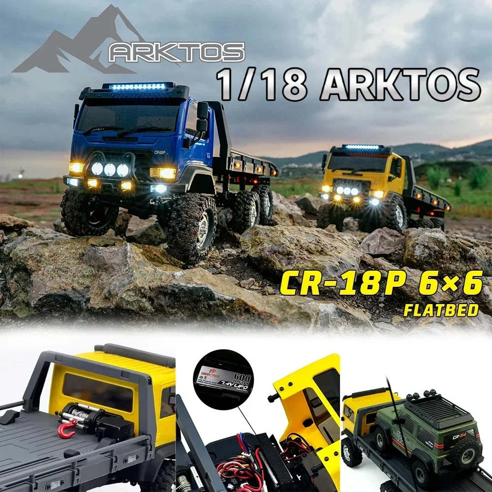 HOBBY PLUS CR18P ARKTOS 6X6 6WD RTR 1/18 RC Electric Remote Control Model Car Rock Crawler Flatbed Trailer Adults Children Toys