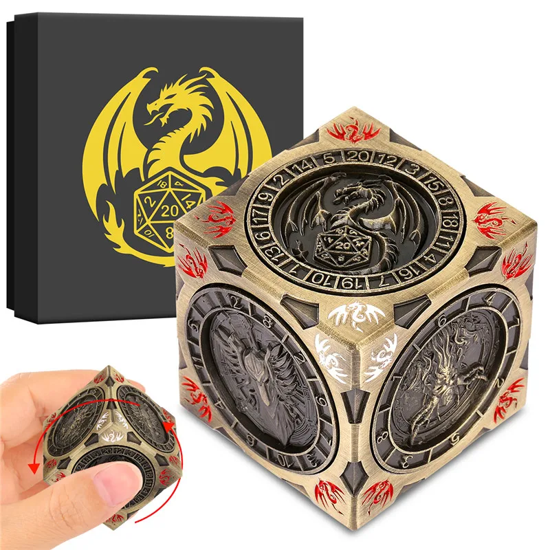 

DND Spinner Dice 7-in-1 Metal Polyhedral Rotating Gaming Dice Tabletop Role Playing Board Game Accessories with Gift Box