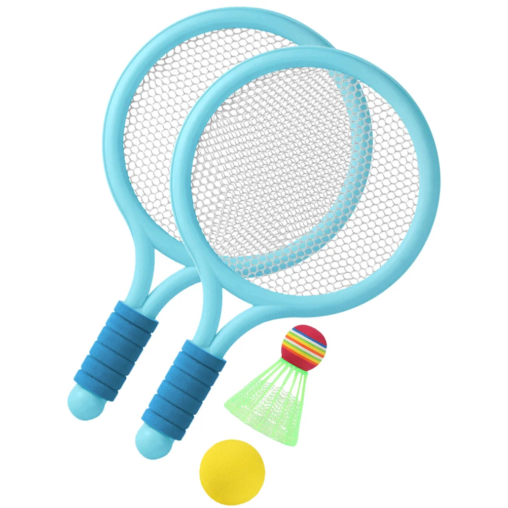 1 مجموعة الأطفال مضرب تنس الريشة مجموعة واقعية محاكاة الأخدود الملمس عدم الانزلاق قبضة لمتعة اللياقة البدنية في الهواء الطلق #2