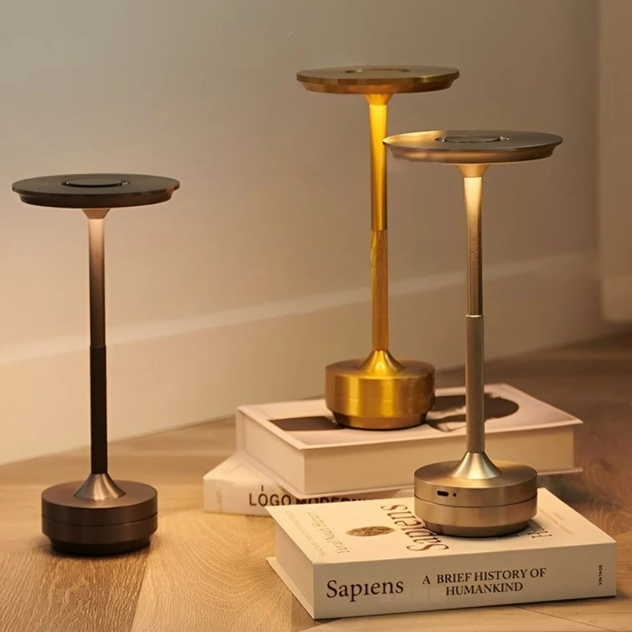 Cordless Table Lamp Rechargeable Dimmable Retro Night Light Touch Lamp Portable for Outdoor Patio Bar Restaurant Bedroom Bedside