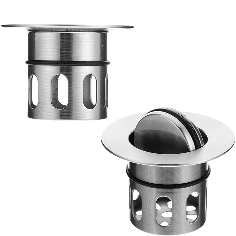 2 Pieces Of Kitchen Sink Trash Basket Stainless Steel Sink Seal Ring Basket Washbasin Plug Bathtub Drain Bounce Filter