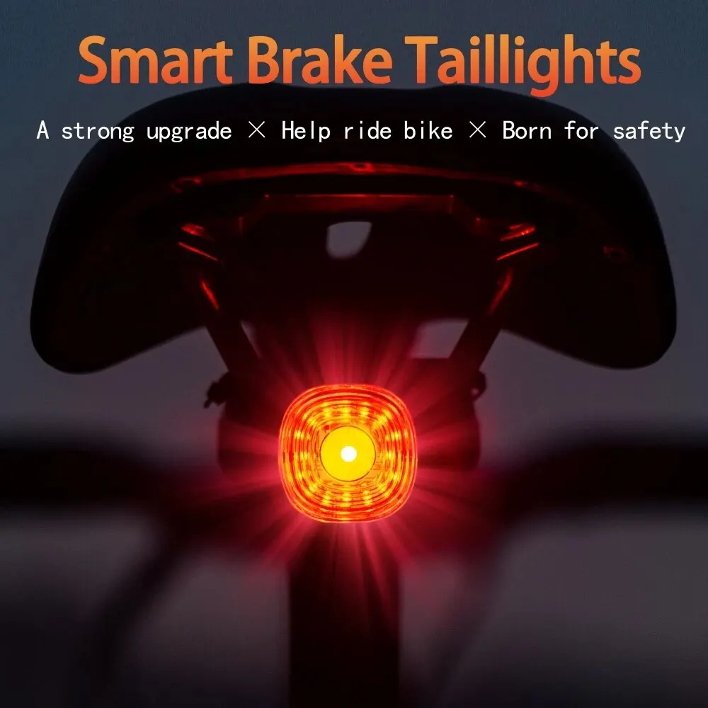 Smart Bicycle Rear Brake Tail Light MTB Road Bike Auto Brake Sensing Light SB Rechargeable IPX6 Waterproof LED Ride Warning Lamp