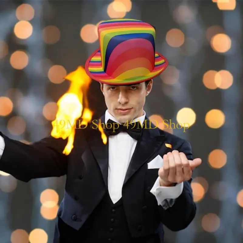 

49MD Colorful Ceremony Hat for Cosplay Party All Matching Props Magicians Hat Stage Performers Fedoras Hat for Formal Event