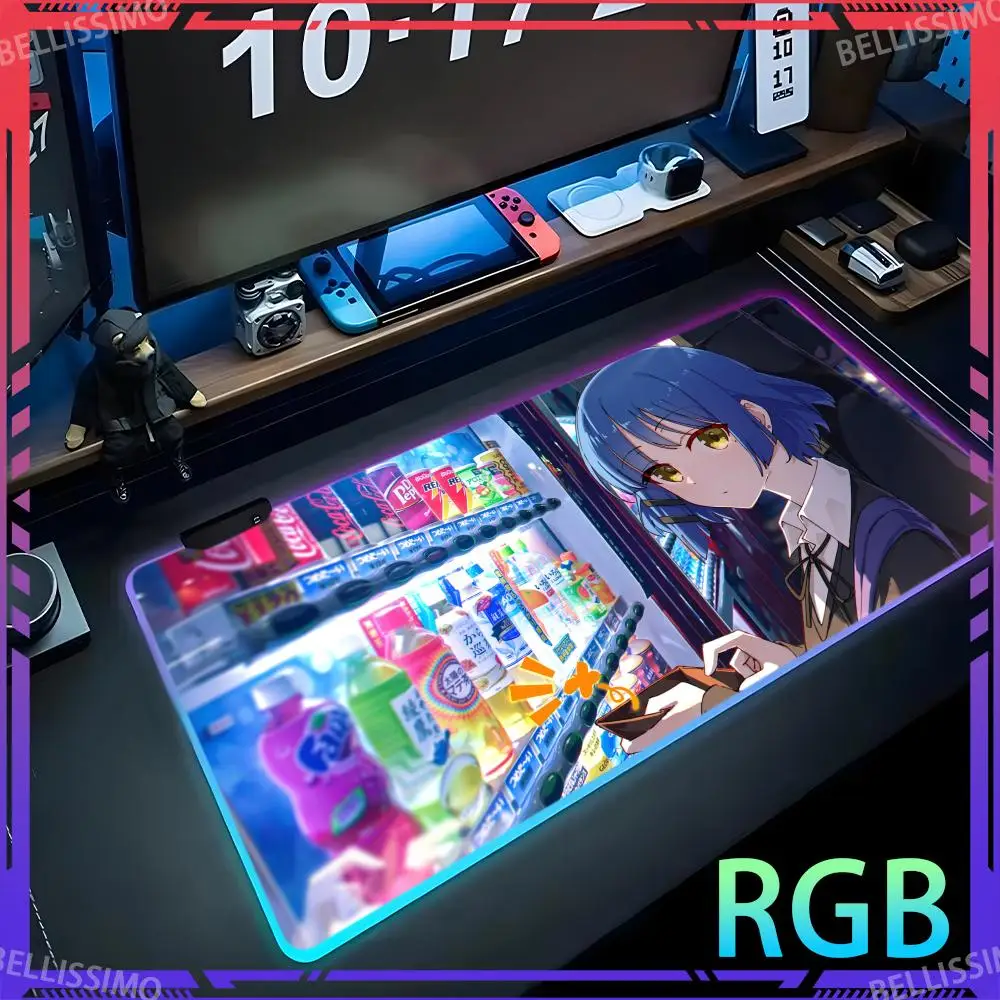 B_bocchi_The_Rock Gaming keyboard pad RGB anime pad RGB Cute desk pad mouse Cute desk accessories pad