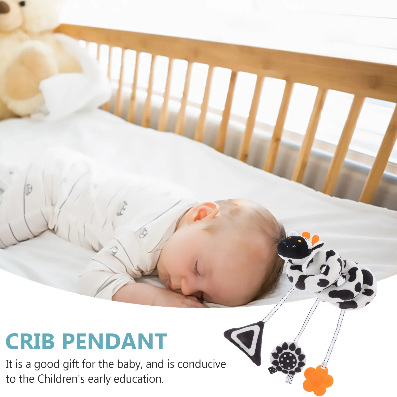 Cama preta decoração recém-nascido bebê sino berço carrinho de bebê pendurado som interativo pano seguro