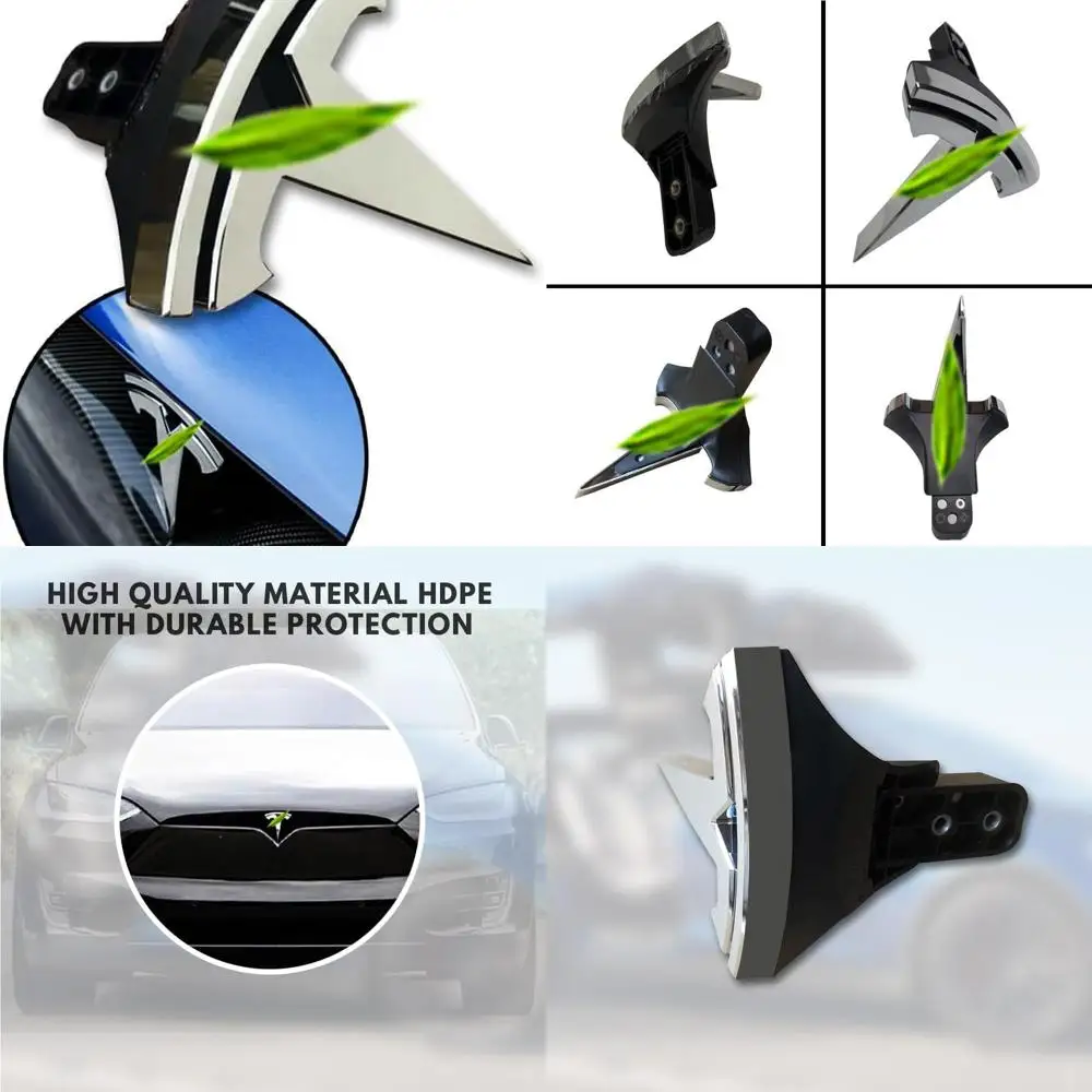 Front Hood/Grille Bright Emblem Logo Compatible with Tesla Model X - Chrome Pattern 1 Piece