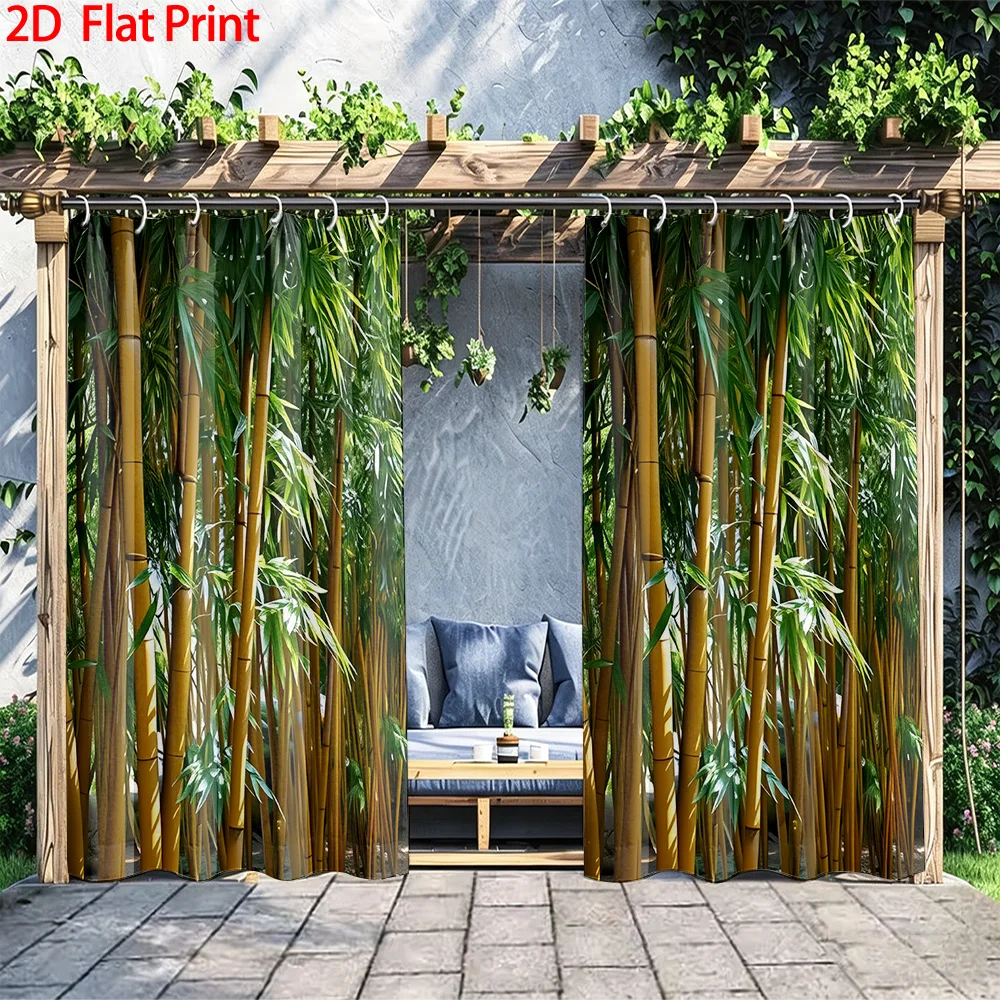 1PC/2PC Outdoor Window Shade Including Hooks; Featuring a Bamboo Motif Accent Design; Machine Washable; Ideal for Gazebos, Patio