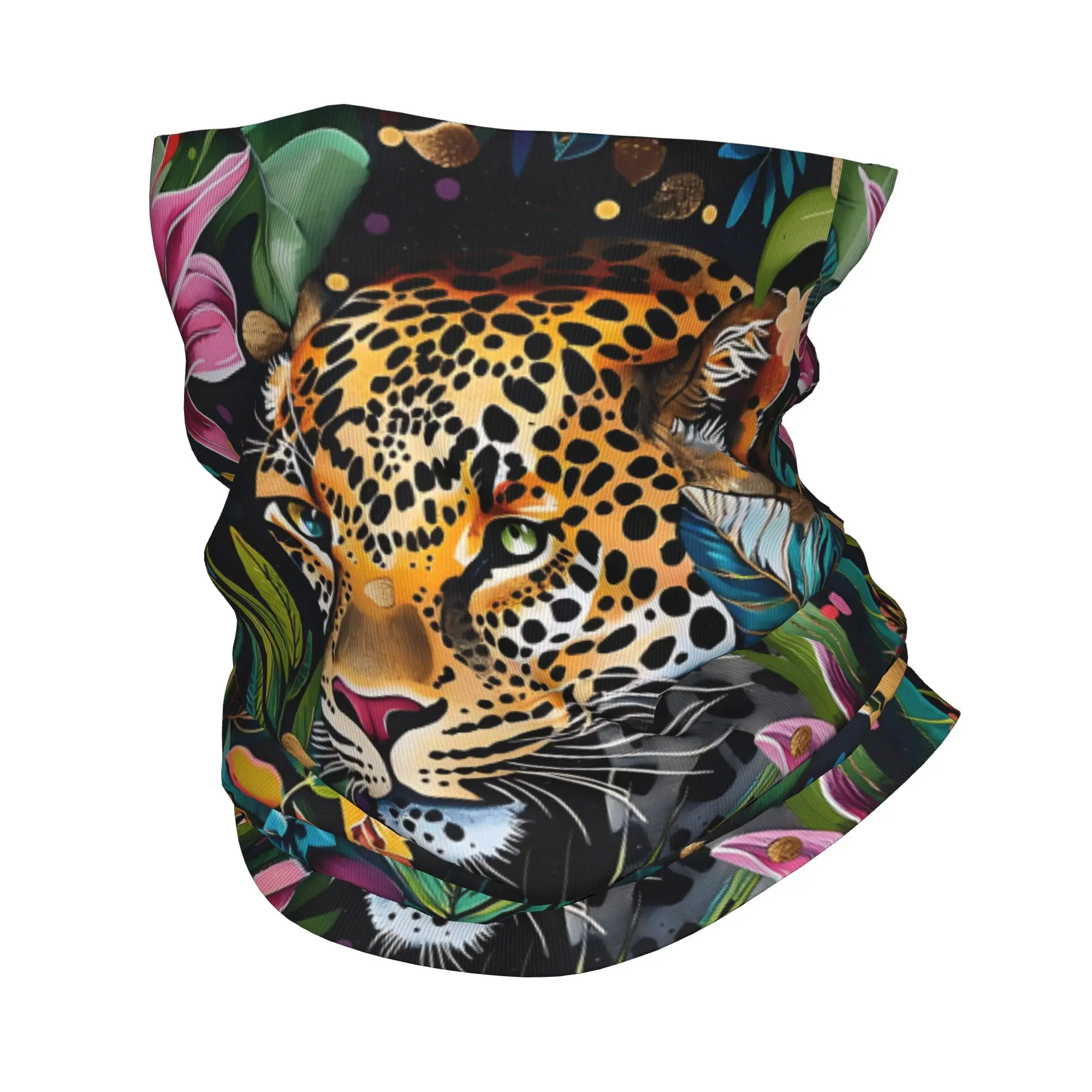 Leopard & Tropical Floral Balaclava  Riding Fishing Face Cover Mask Men Funny Dustproof Cycling Mask Neck Warmer Scarf Bandana