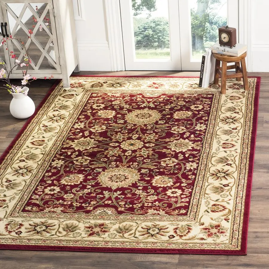 

Lyndhurst Collection Accent Rug 4 x 6, Red amp Ivory, Traditional Oriental Design, NonShedding amp Easy Care, Ideal for High Tra