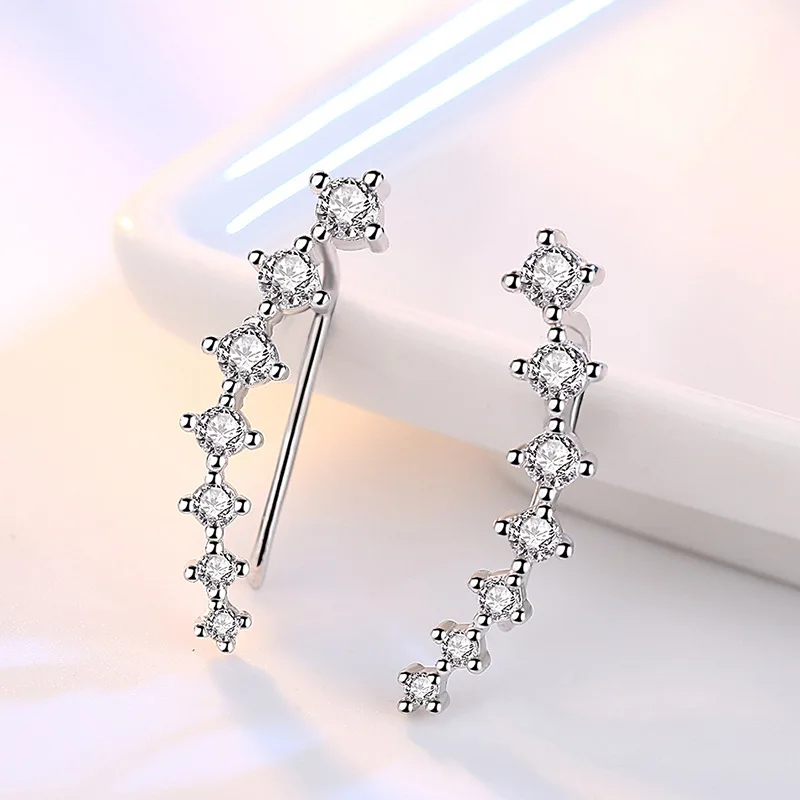 Real 925 Sterling Silver Women\'s High Quality Fashion Jewelry Multiple Crystal Zircon Hoop Earrings New XY0220