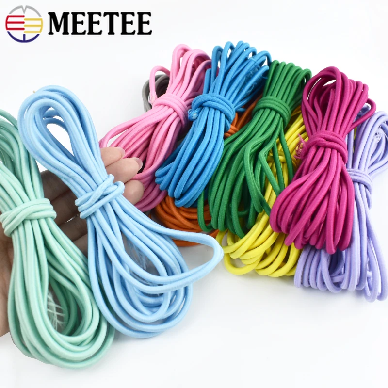 5/10/20M Meetee 4mm Elastic Bands Clothes HairBand High Quality Stretch Rubber Rope Belt Spring Elastics Ropes DIY Accessories