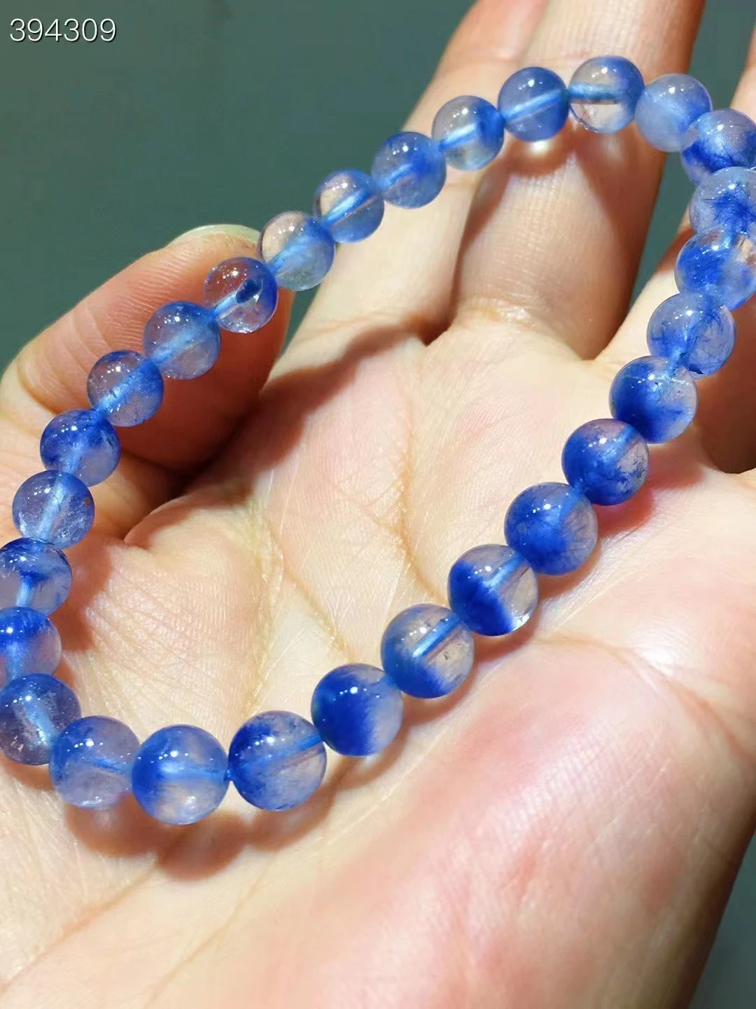 الطبيعية الأزرق Dumortierite Rutilated الكوارتز واضح الخرز سوار 6.8 مللي متر الأزرق Rutilated القط العين واضح الخرز المستديرة حجر AAAAAAA