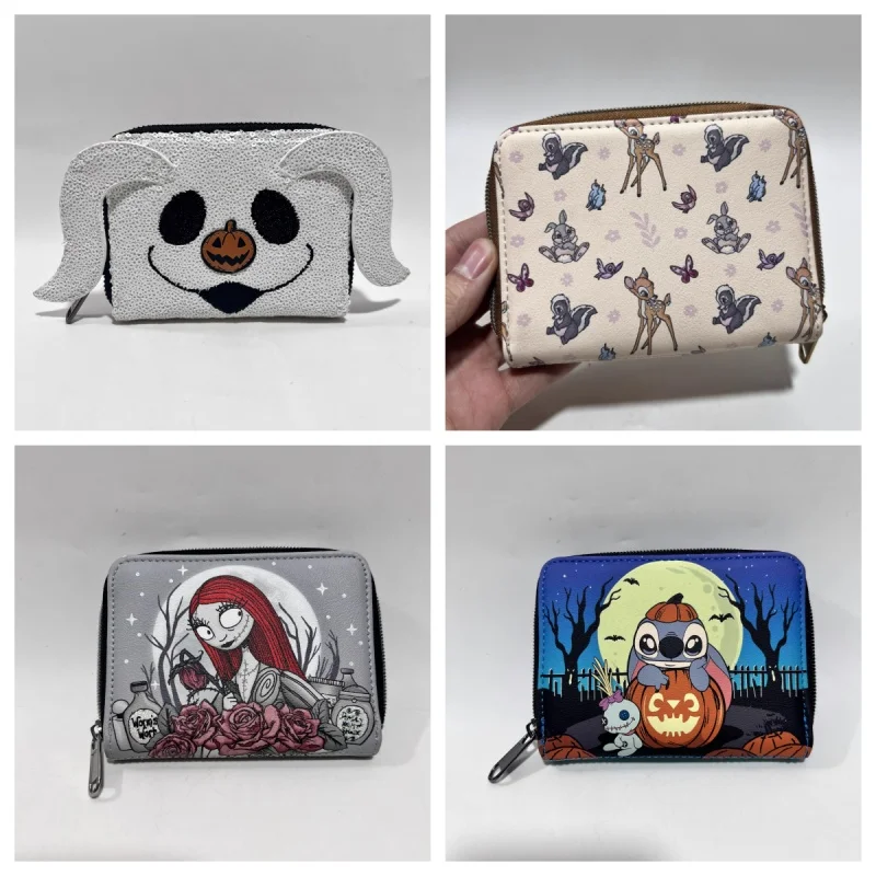 

In Stock Loungefly Stitch Angel Wallet Leisure Zipper Coin Purses Floral Purse Card Bag Exquisite Student Cute Lady Cases Gift