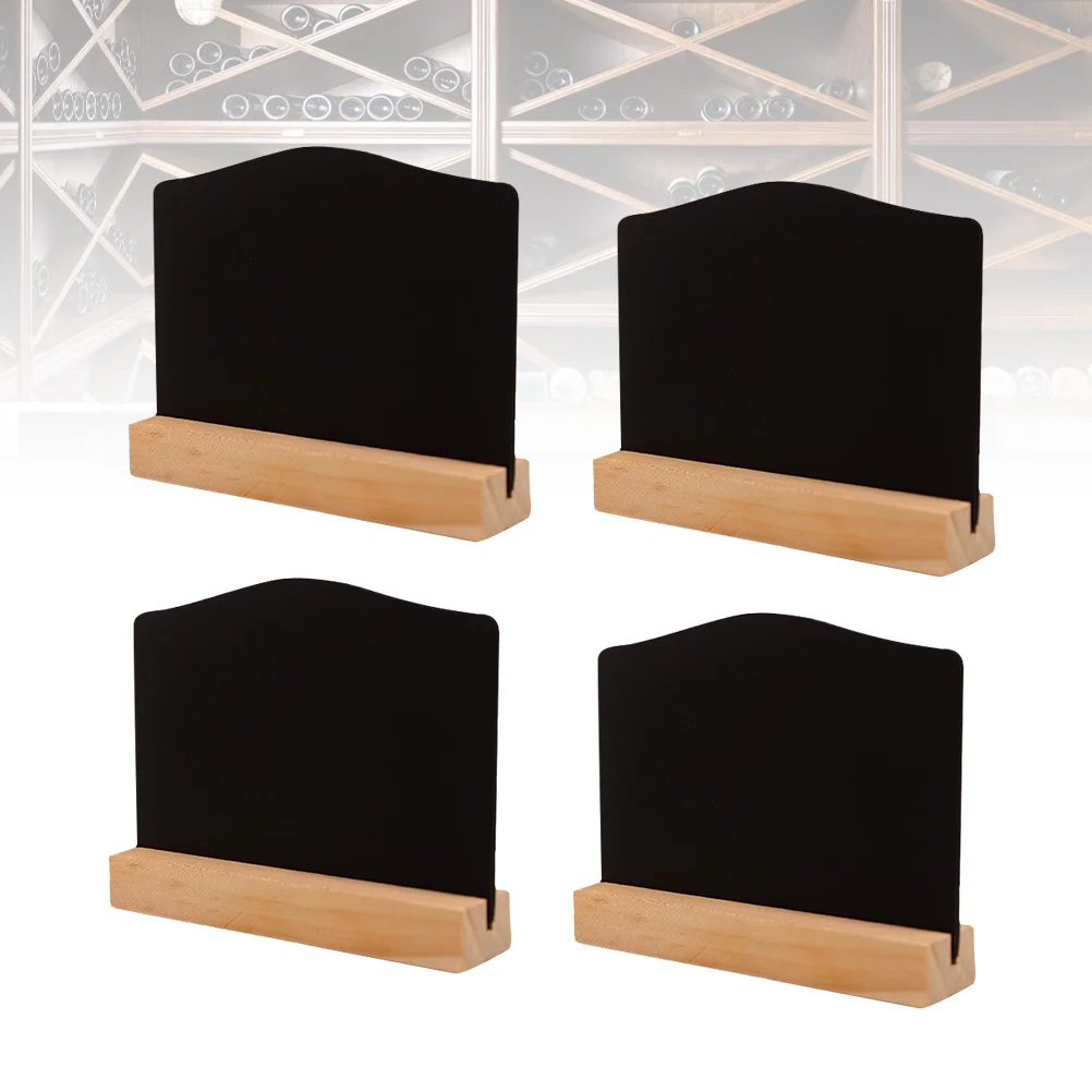 4 pçs decorações de bolo quadro sinais arqueados mesa mensagem dupla face de madeira criança mini