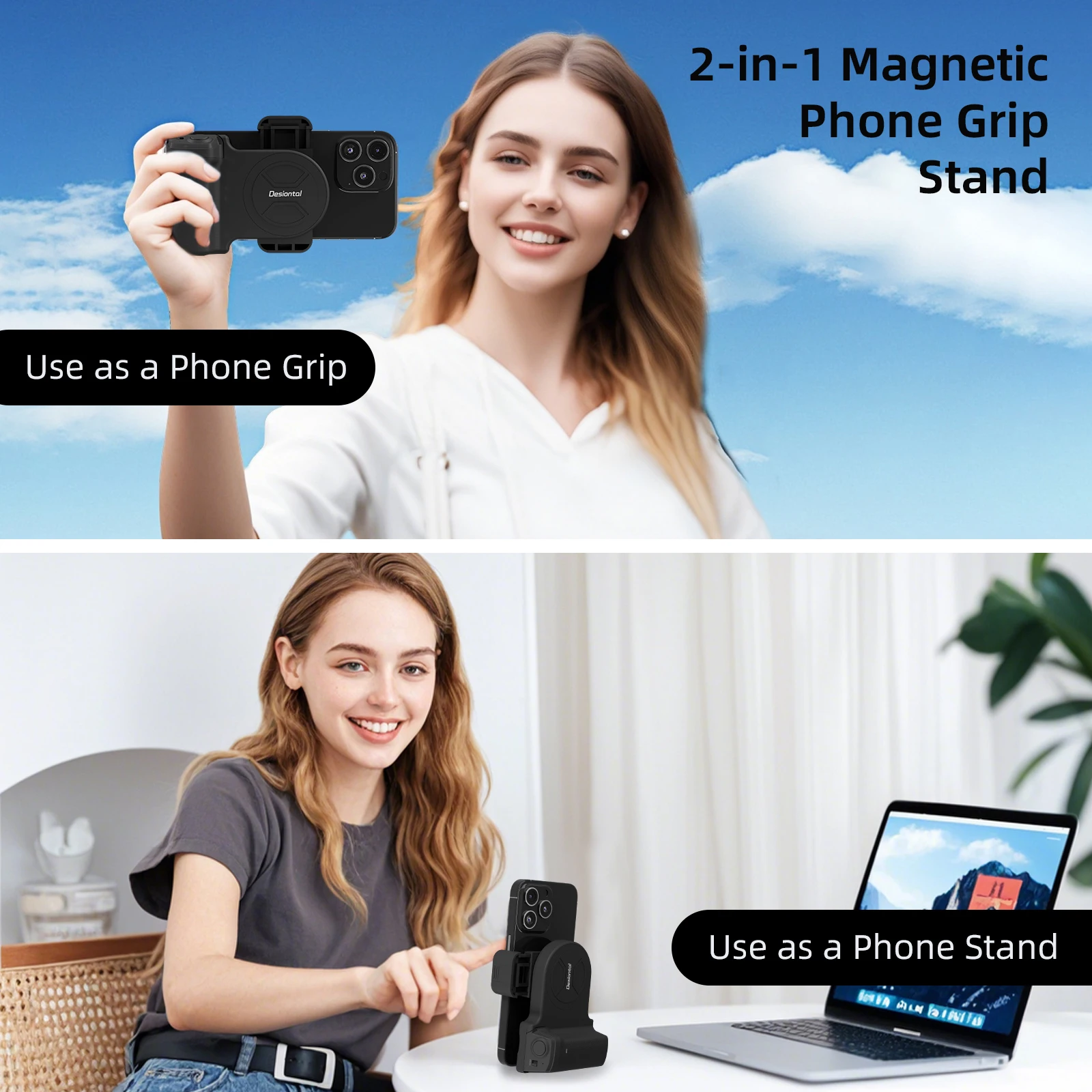 Magnetic Camera Handle Photo Bracket Smart Bluetooth Mobile Phone Anti-shake Selfie Device Desktop Wireless Charging Phone Stand