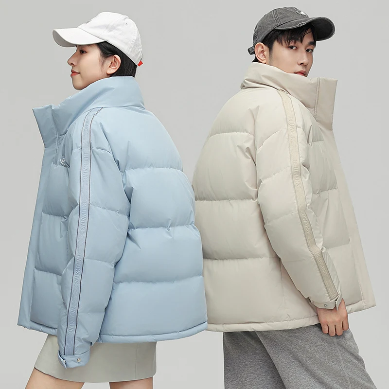 

2025 New Hooded Mid-Length down Jaet Men's Women's Loose Hong Kong Sle Trendy Large Size Couple's Top Coat