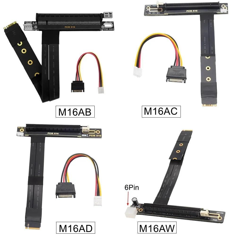 M.2 NVMe To PCI Express X16 Extension Cable 6P Power Cord PCI-E 16X To M.2 M Key Riser Card SSD GPU For PC Desktop Graphics Card