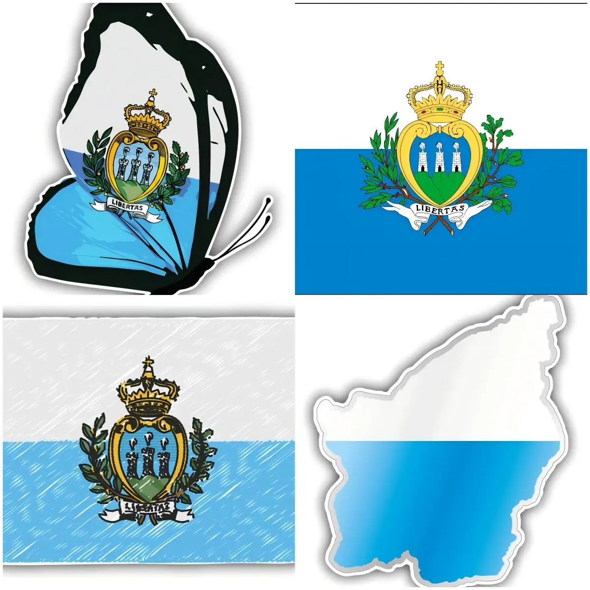 

San Marino Glossy Flag Map Tags Car Bumper Stickers Decal