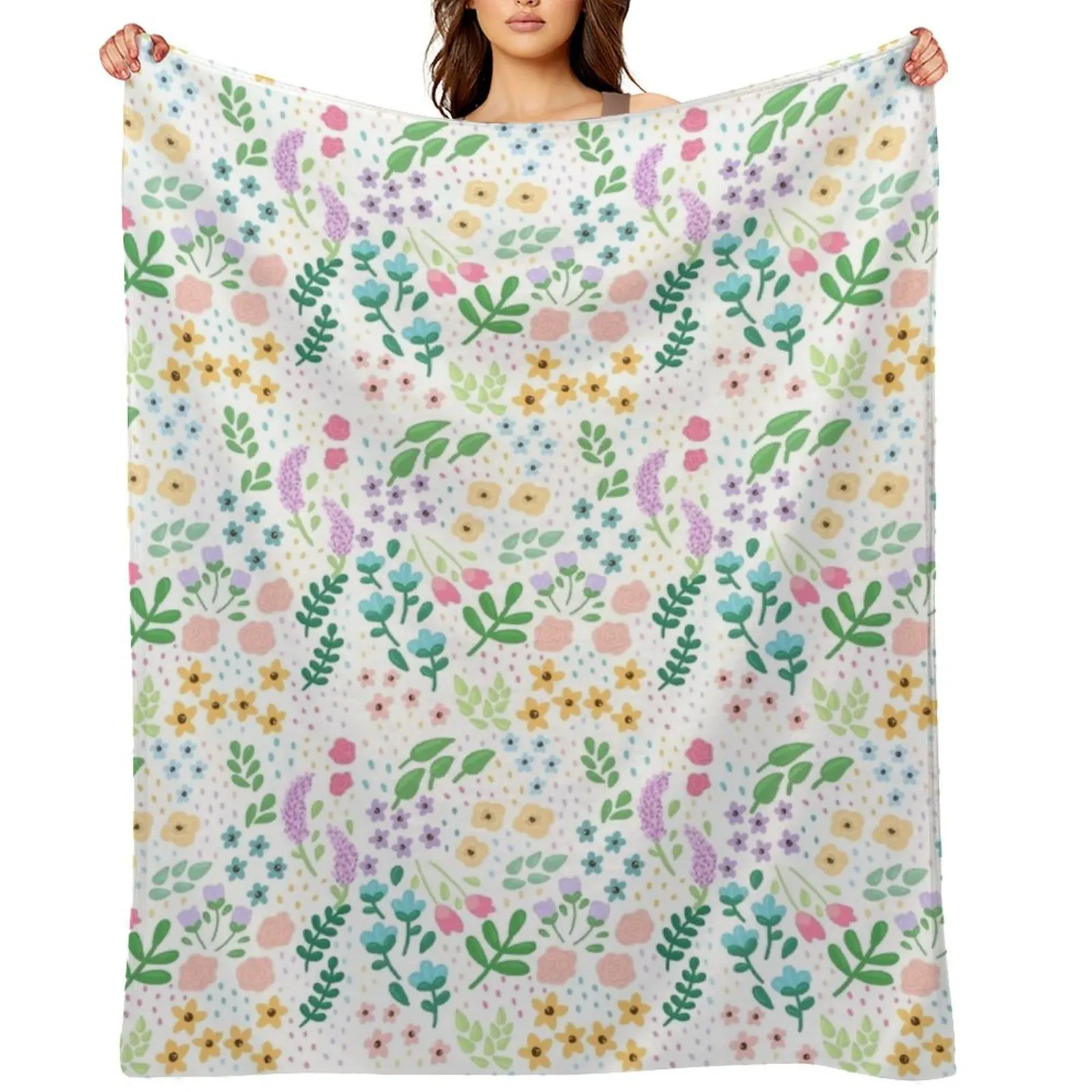 

Plants & Polka Dots Throw Blanket Summer Decoratives heavy to sleep Bed covers Blankets