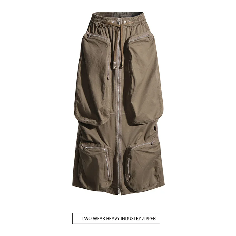 

Spring 2025 Faion Heavy Du Multi ket Zipper Design High Waist Wrap around Midi Skirt for Women Trendy Color PU M...