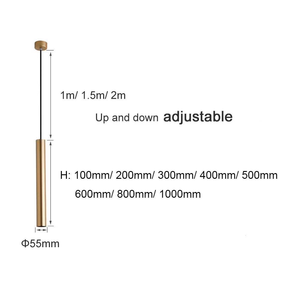 Modern LED Pendant Long Tube Black White Rose Golden Ceiling Replaceable GU10 Island Bar Counte Shop Room Kitchen Fixtures Lamp
