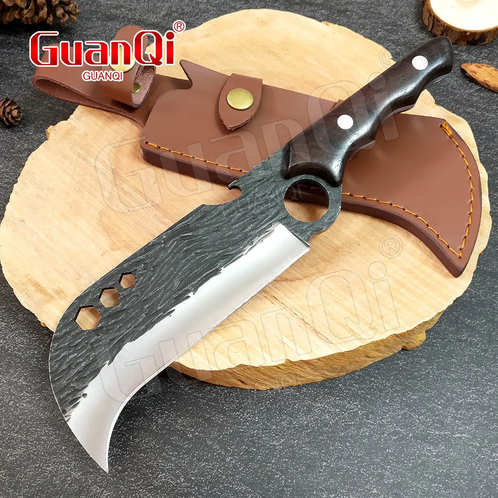 6 In Meat Cleaver Kitchen Knife Handmade Butcher Knife With Sheath Forged Fish Knife Sharp Boning Knife