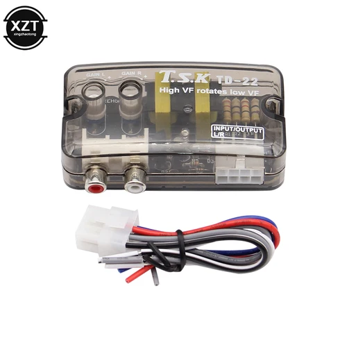 Convertidor de Audio para coche, adaptador de nivel de altavoz de línea de frecuencia ajustable alta a baja estéreo RCA de 12V con función de retardo, 1 ud.