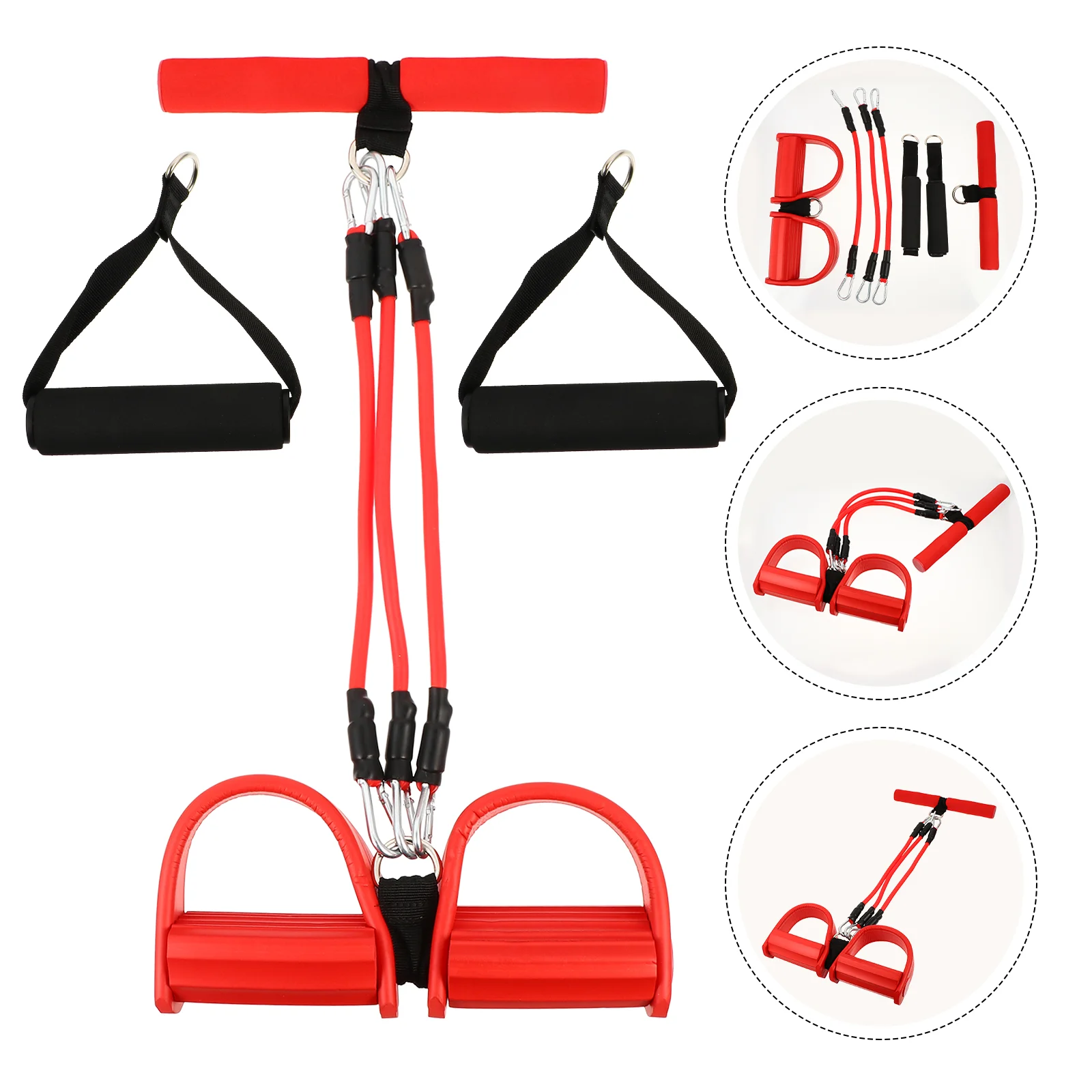 Pedal Tensioner Elastic Pull Rope Yoga Training Body Extender Fitness Feet Resistance Bands for Legs Red