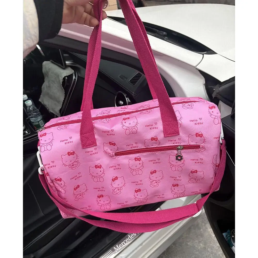 حقيبة أمتعة محمولة قابلة للطي حقيبة سفر مرحبا كيتي مقاومة للماء الكرتون سعة كبيرة حقيبة تخزين السفر حقائب للمرأة