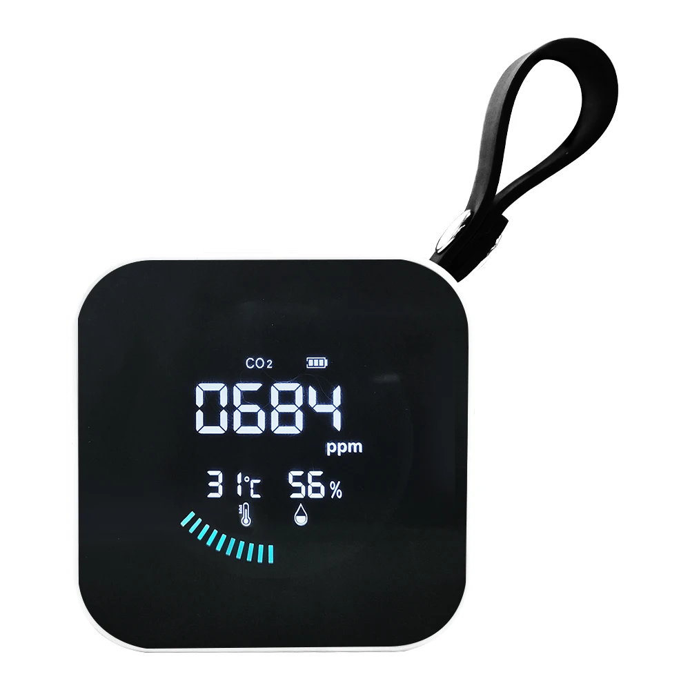 

New Portable CO2 Quality Detector DM1209C LED Display Quick Sensing Temperature And Humidity Sensor Tester With USB Charing Port