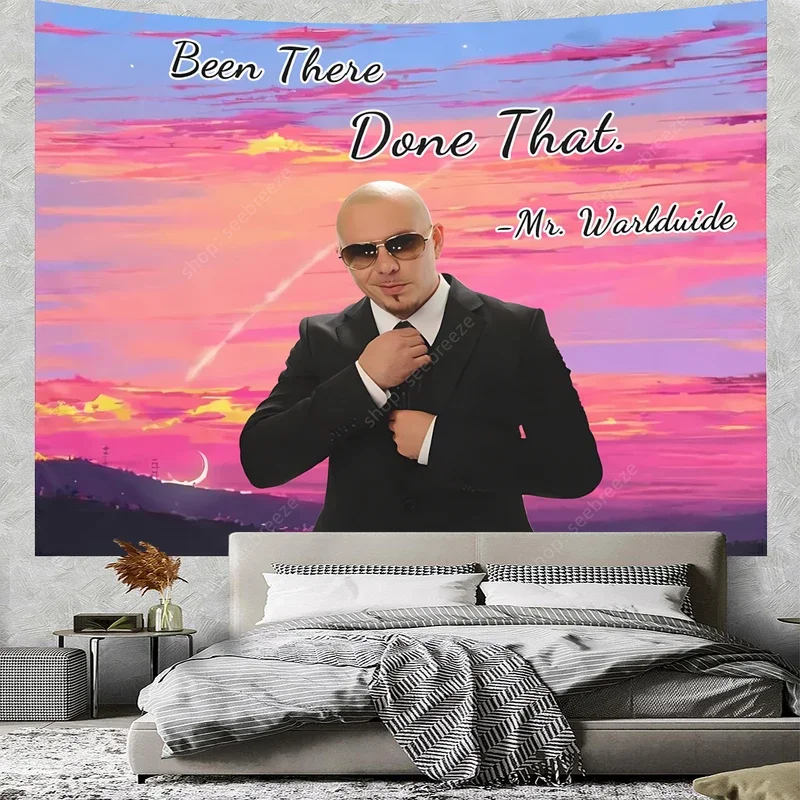 Mr. 305 Pitbull Worldwide Tapestry Hippie Meme Tapestry 