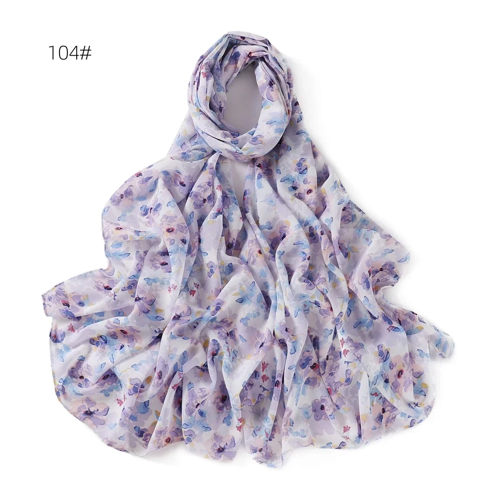 Foulard Hijab en Mousseline de Soie pour Femme Musulmane, Châle Imprimé, Long, Doux, Islamique, Arabe, Ramanda, Turban