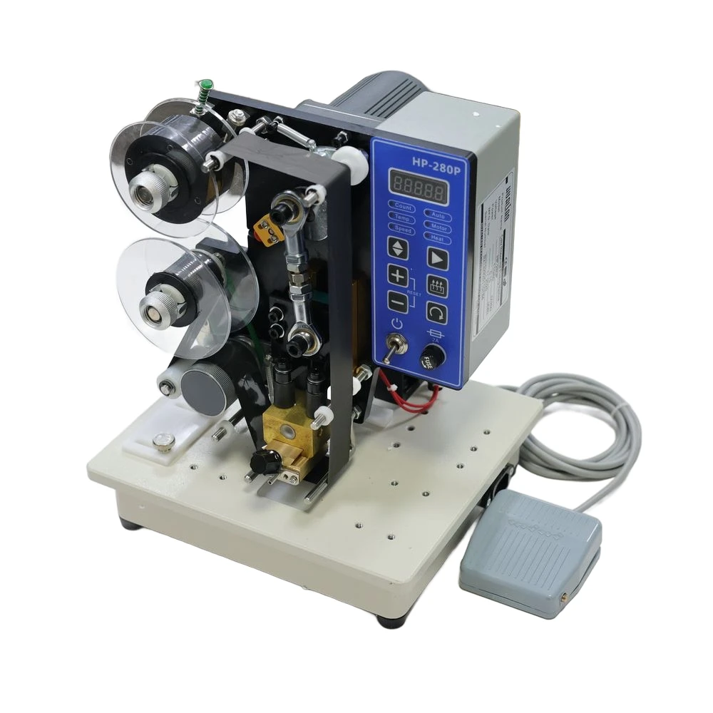 HP-280P Semi-Auto Heat Transfer Printer – Multi-Language Coding for Food, Medical & Cosmetic Packaging 15W Motor, 35mm Ribbon