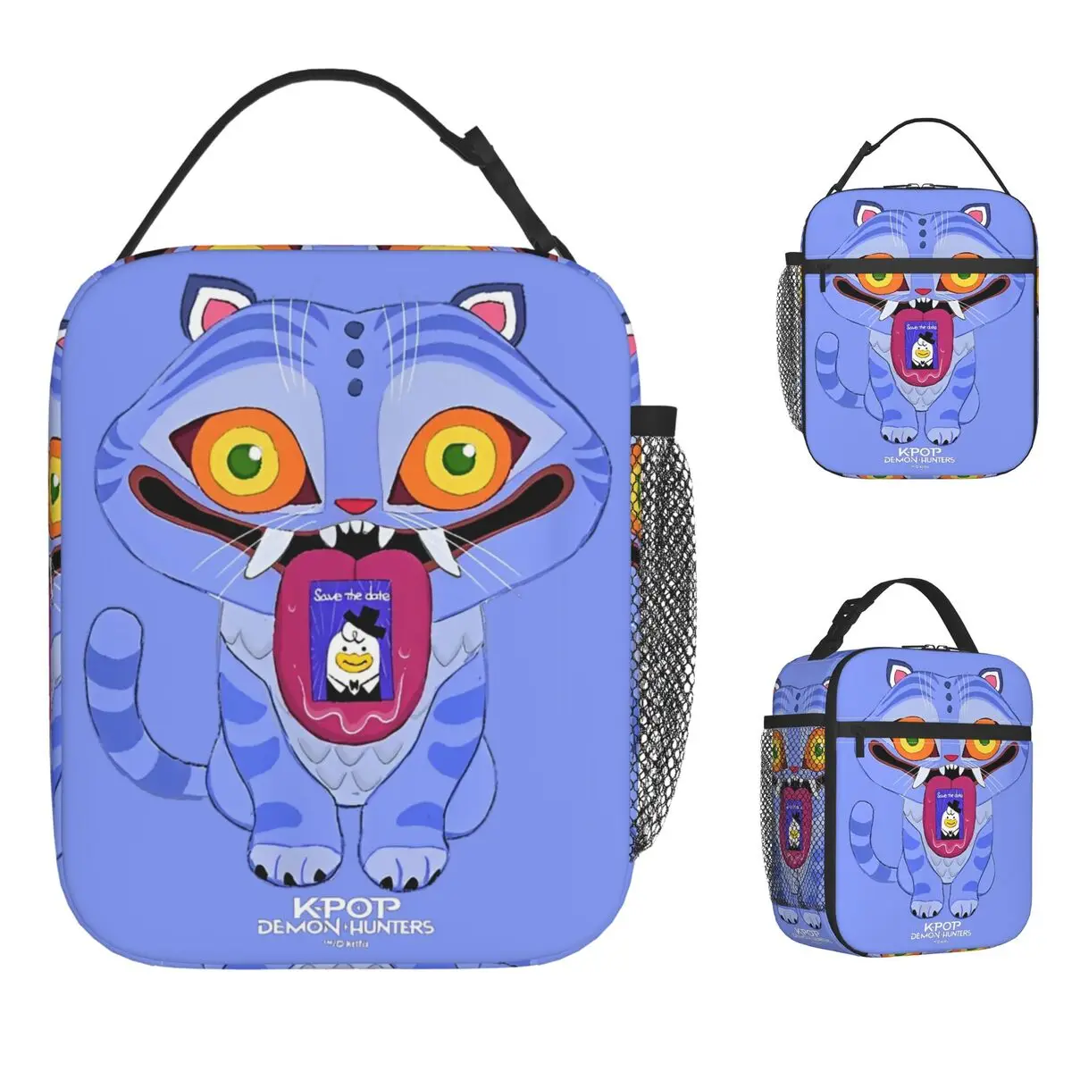 

K-Pop- Demon Hunters Cat Lunch Bag Portable Zipper Lunch Box Child Cooler Bag Aesthetic Oxford Thermal Tote Handbags
