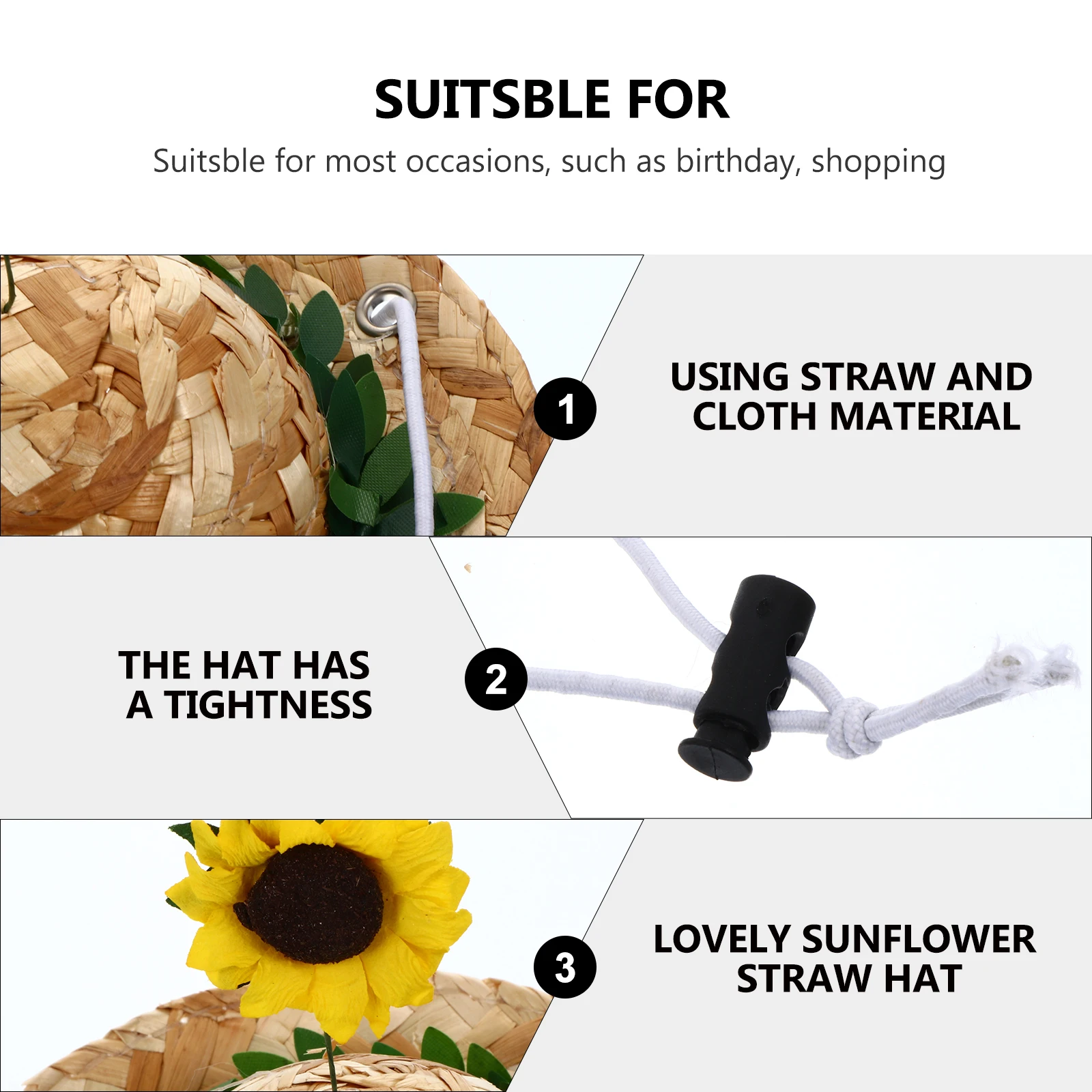 Straw Hat Sunflower Cap S Size Elastic Cloth Photo Prop Pet Supplies Dog Cat Rabbit Hat Summer Spring Costumes Pet Accessories