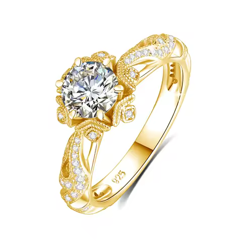 Luxury 18k Gold Plated Women Ring 1ct D vvs1 Moissanite 925 Silver Wedding Band High Quality Engagement Gift Fine Jewelry