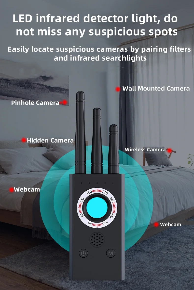 Detektor kamera perlindungan keamanan, anti-snooping anti-pelacakan anti-lokasi pemindaian inframerah untuk Detektor kamera hotel rumah
