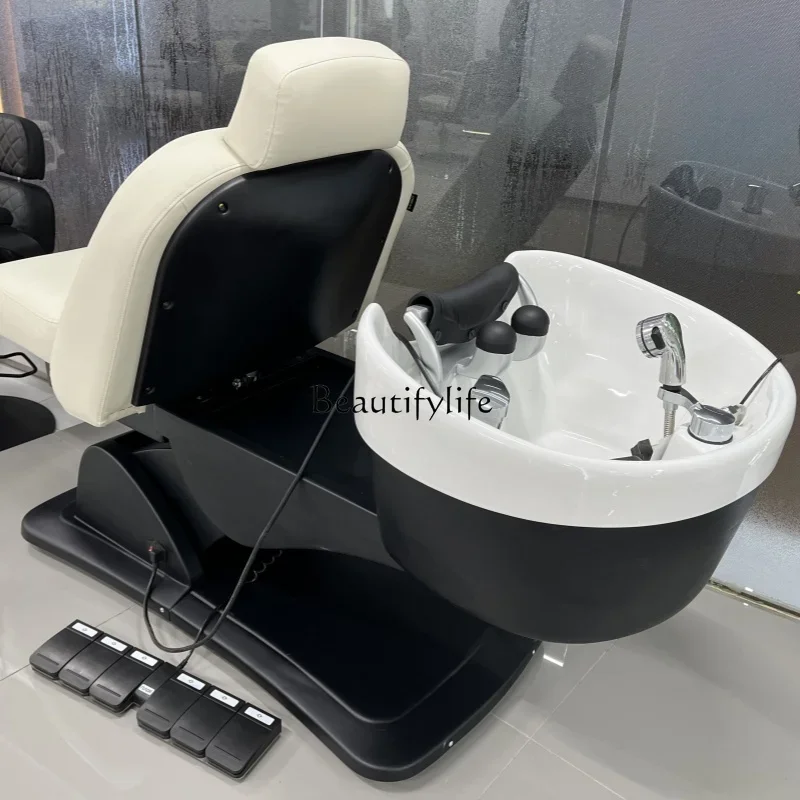 Health Therapy Electric Lifting Shampoo Chair for Hair Salon Rotating Sitting Semi-Full Lying Flushing Bed