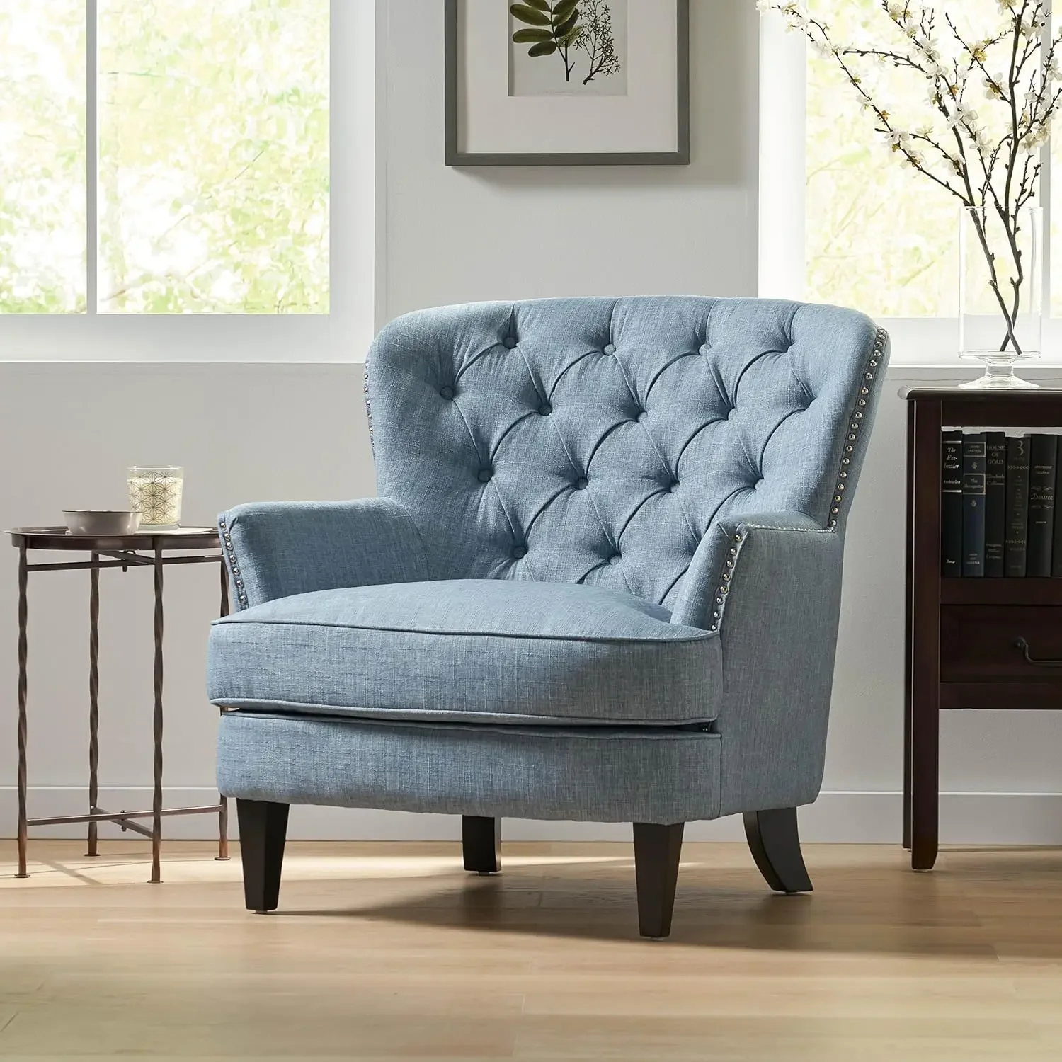 Tafton Fabric Club Chair, Light Blue