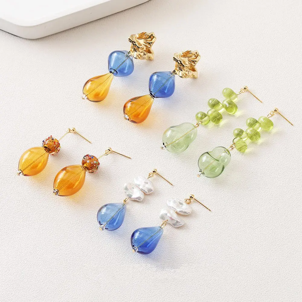 4PCS Drop Oval Hollow Glass Pendants Glass Charms for Jewelry Making Bracelet DIY Hand Made Necklace Beads Beaded Accessories