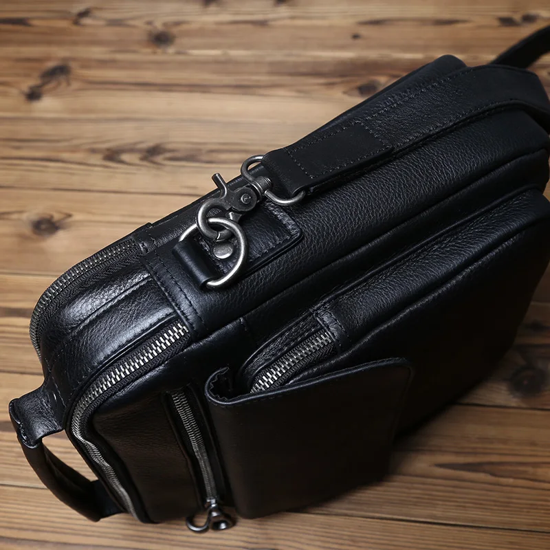 NZPJ Leder Herren Umhängetasche Natürliches Rindsleder Lässige Umhängetasche Business Fashion Kleiner Rucksack Geeignet für 10-Zoll-IPad – Detail 11