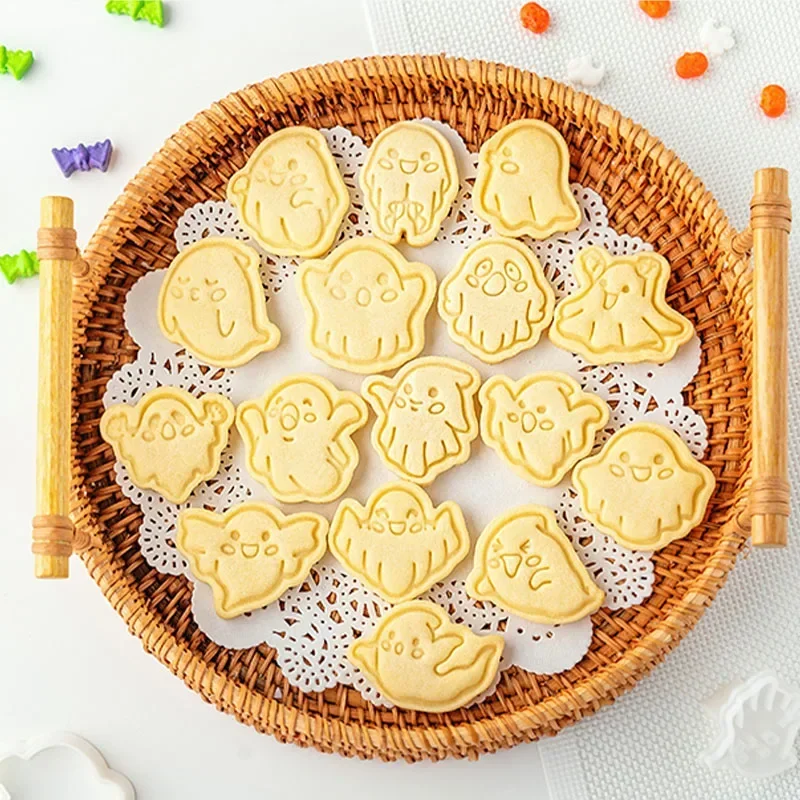 Mini Cartoon Halloween Cookie Cutter Cute Ghost Biscuits Stamper Icing Cutting Mold Fondant Cake Decor Tools Baking Accessories