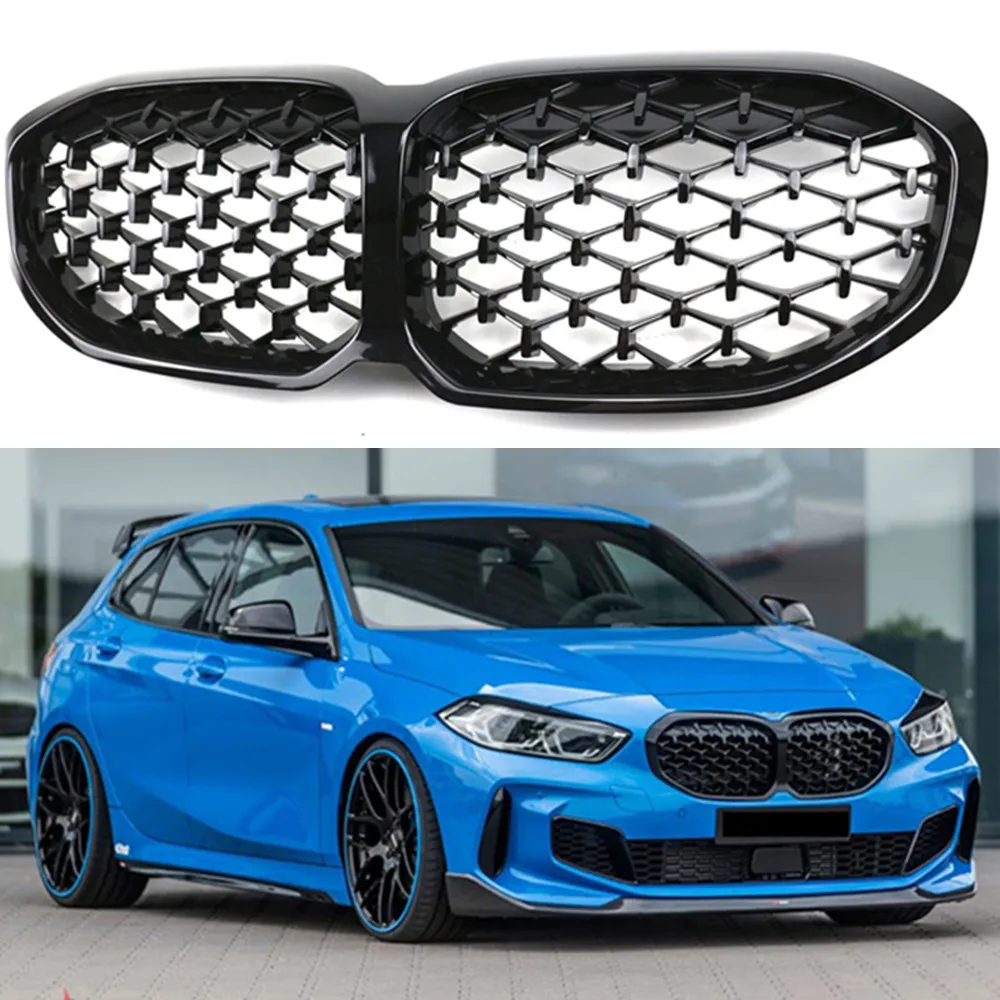 For-BMW 1 Series F40 2020-ON Replacement Type Diamond Style ABS Plastic Front Kidney Grille Overlay