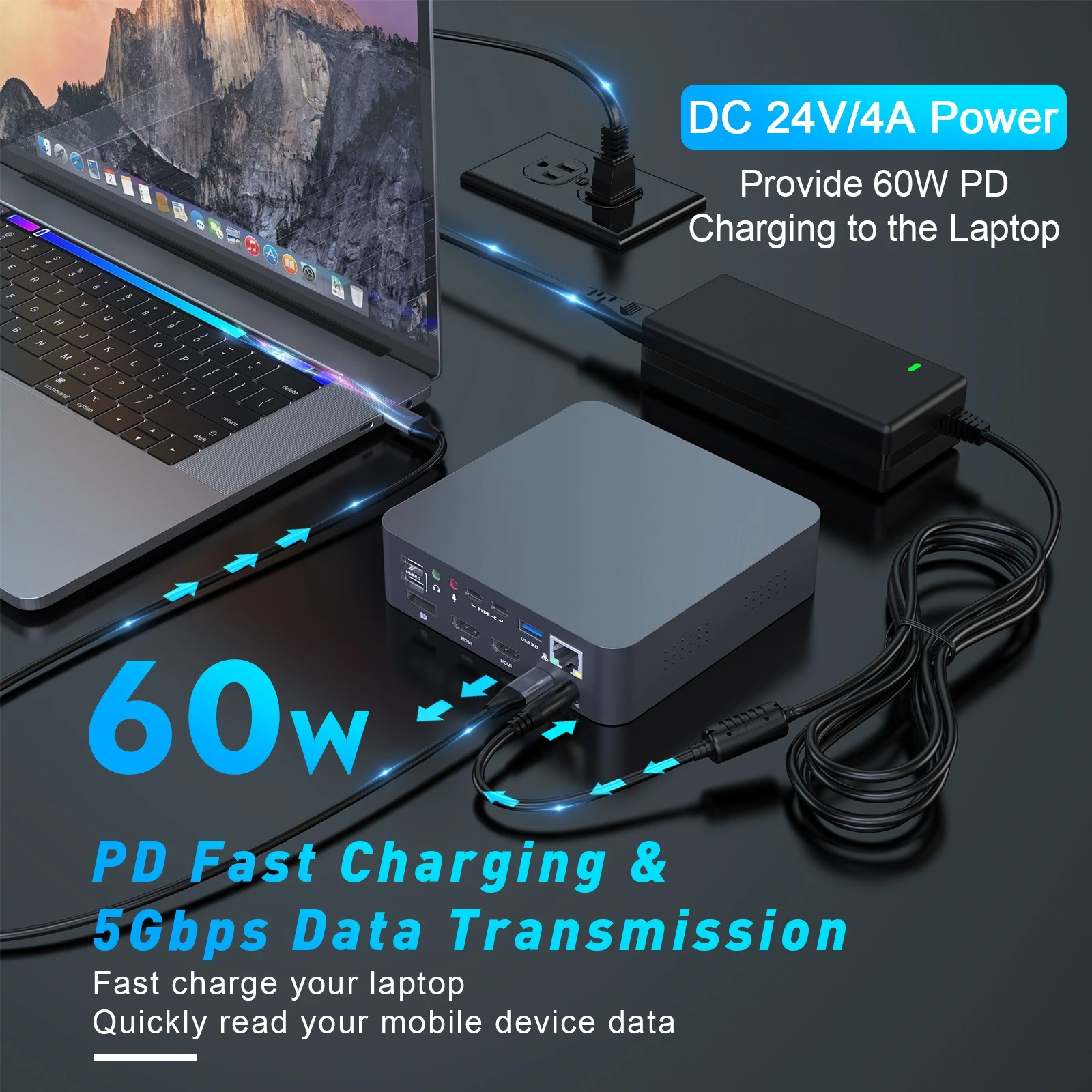 19-In-1 Type-C docking station 4k HDMI/DP video PD charging USB HUB supports M1 processor