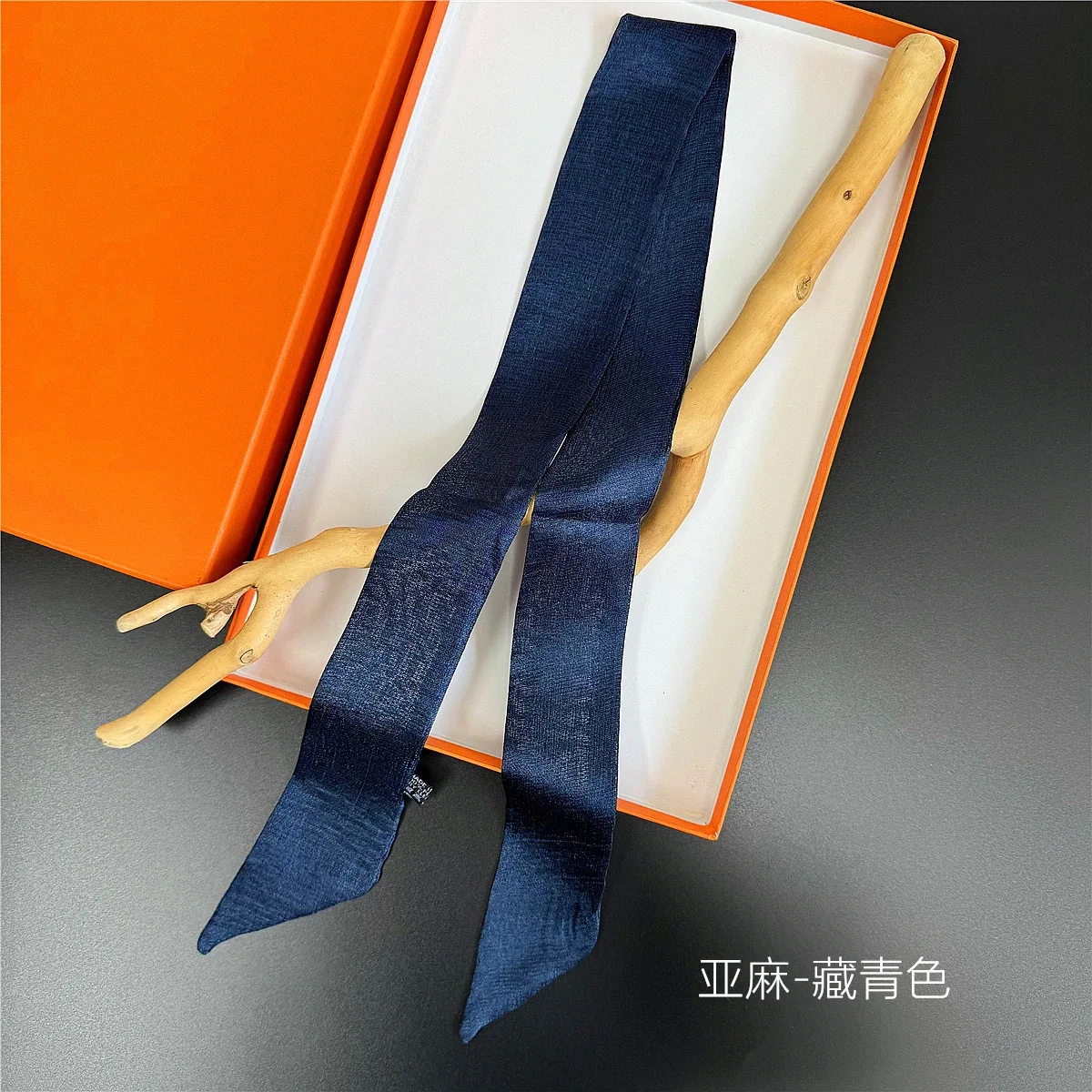 5X100CM Women Narrow Long Scarf Solid flax Silk Rubber Red Tie Bag Ribbon Headbands Luxury Scarf Headscarves Ladies Foulard image 4