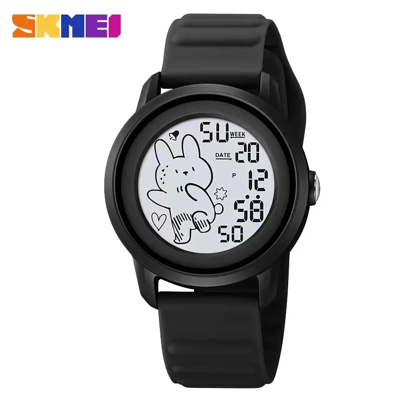 Skmei 2217 Kinder Jungen Mädchen Hintergrund beleuchtung Armbanduhr Wecker niedlichen Cartoon Kaninchen Muster Countdown Sport Digitaluhren