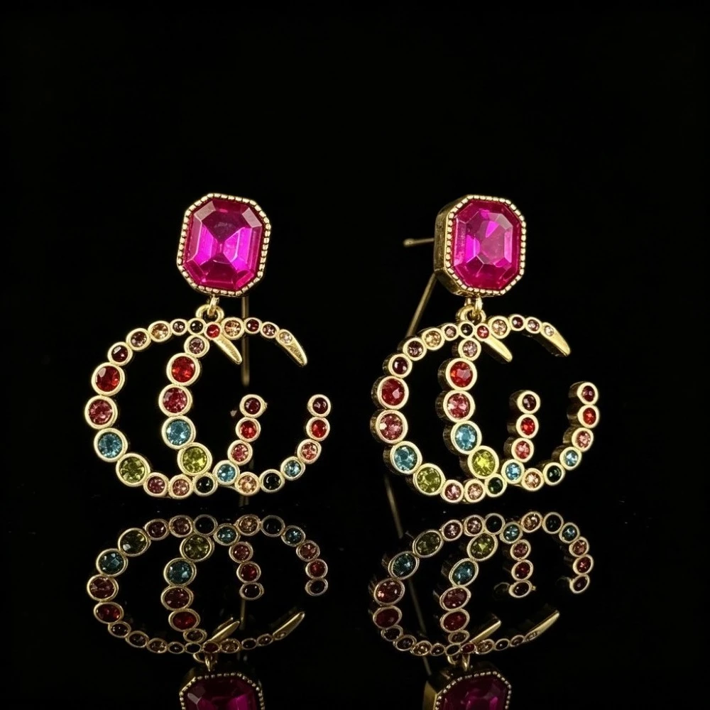 

2026 New S925 Silver Retro Letter Interlocking Earrings for Women's Jewelry