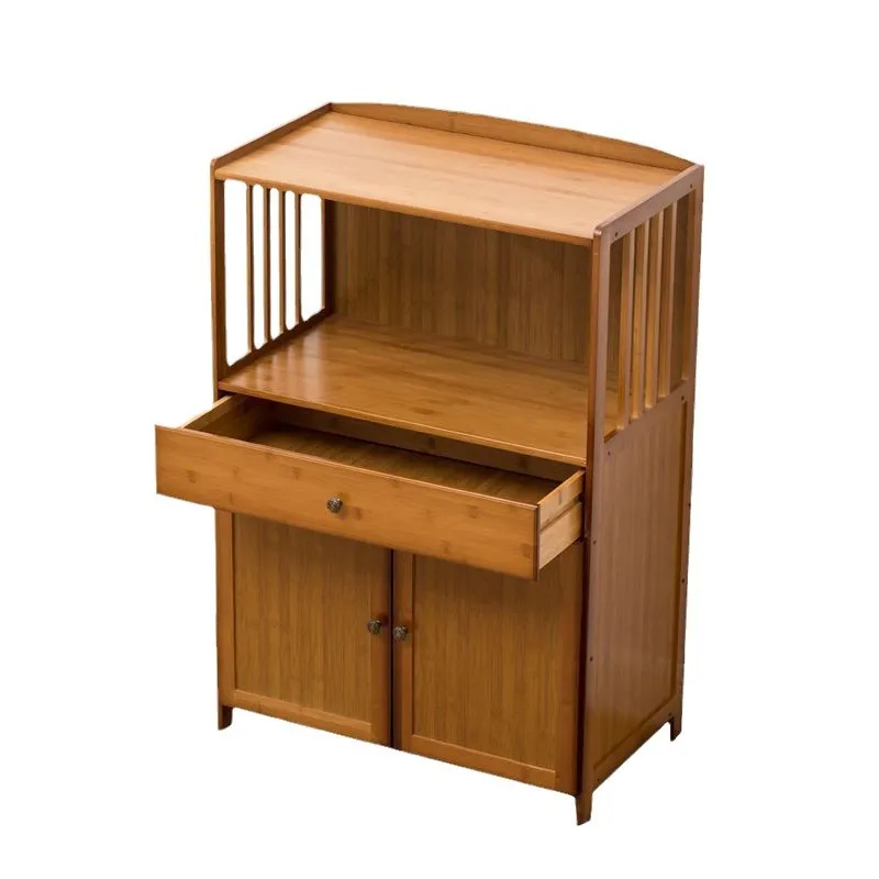 Solid Wood Rack Kitchen Dining Bamboo Door Cupboard Storage Side