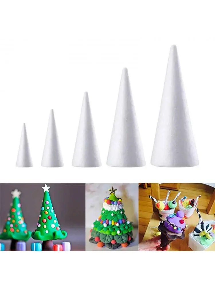 Cônes en mousse blanche, cônes en polystyrène, formes géométriques en mousse, bricolage, polystyrène solide, jouet, sac cadeau de Noël, remplissage de sac cadeau, cadeaux